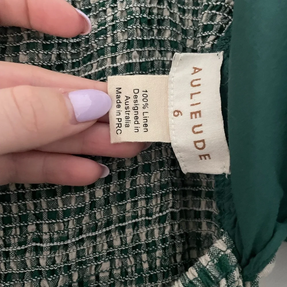 Aulieude - Eloise Dress - Green Gingham - Picture 2 of 3